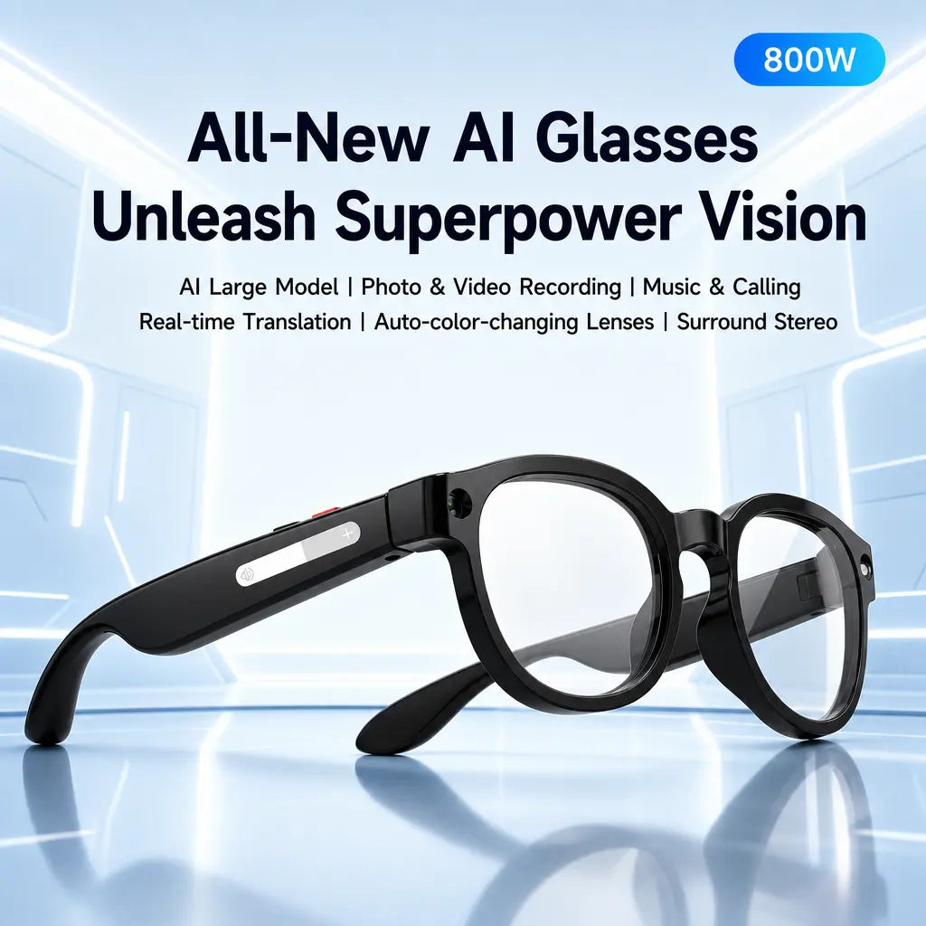 Sightflow Smart AI Camera Glasses with 8MP Photochromic UV-Protection Lenses, Real-Time Translation in 160+ Languages, Bluetooth Audio, Hands-Free Photo & Video Capture, Touch Control, Ideal for Travel and Outdoor Use, Compatible with iOS and Android