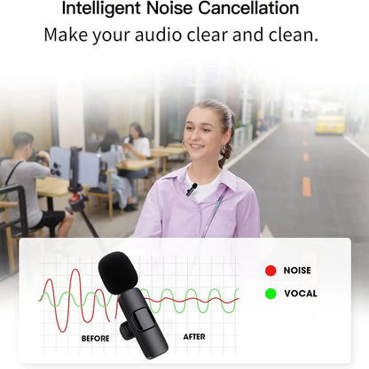 Hitozon Wireless Lavalier Microphone for iPhone 15/16/17, iPad, and Android - Portable USB-C Mic with Noise Reduction for Video Recording, Vlogging, TikTok, and YouTube