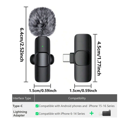 Hitozon Wireless Lavalier Microphone for iPhone 15/16/17, iPad, and Android - Portable USB-C Mic with Noise Reduction for Video Recording, Vlogging, TikTok, and YouTube